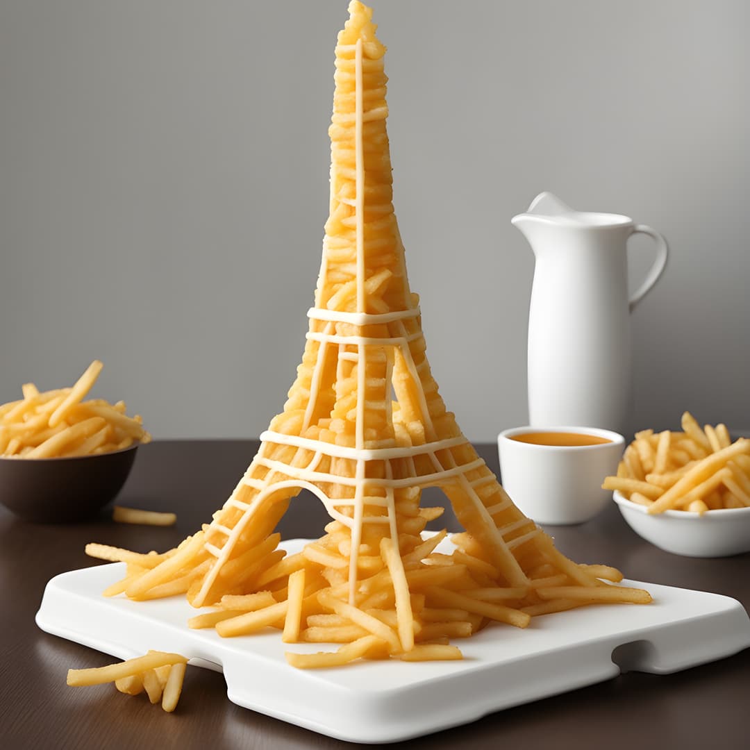 Eiffel tower made with french fries